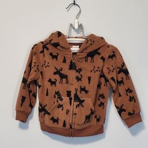 Carter's Fleece Hoodie 18M in Brown Forest Animal Print